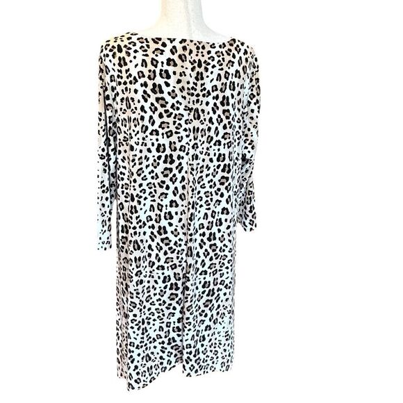 Chico's Womens 3/4 Sleeve asymmetrica Leopard/Cheetah Print Tunic Large (Size 2) - Picture 2 of 11